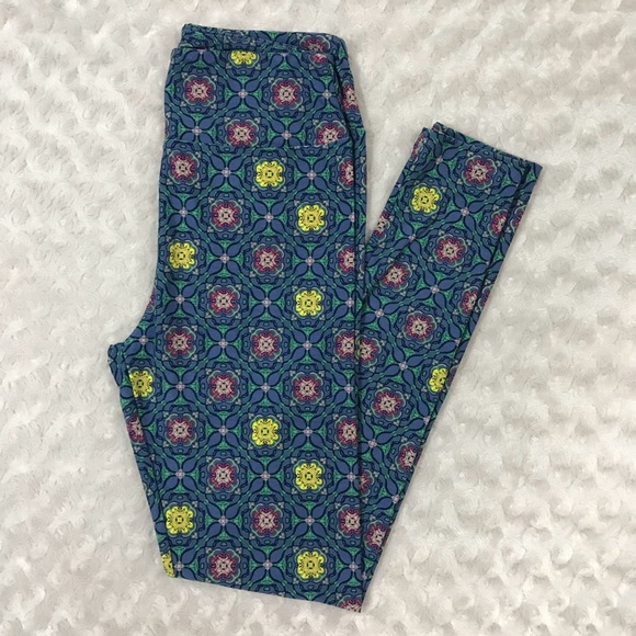 LuLaRoe Pants - LuLaRoe One Size Leggings OS Floral Medallion Blue